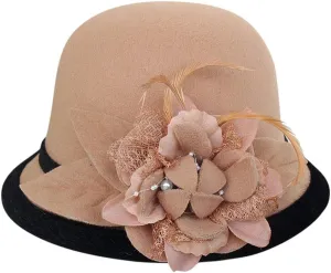 Men Women Roll-up Brim Fedora Bucket Caps Valentines Classic Round Bowler Hats Bow Cloche Hat Party Costume