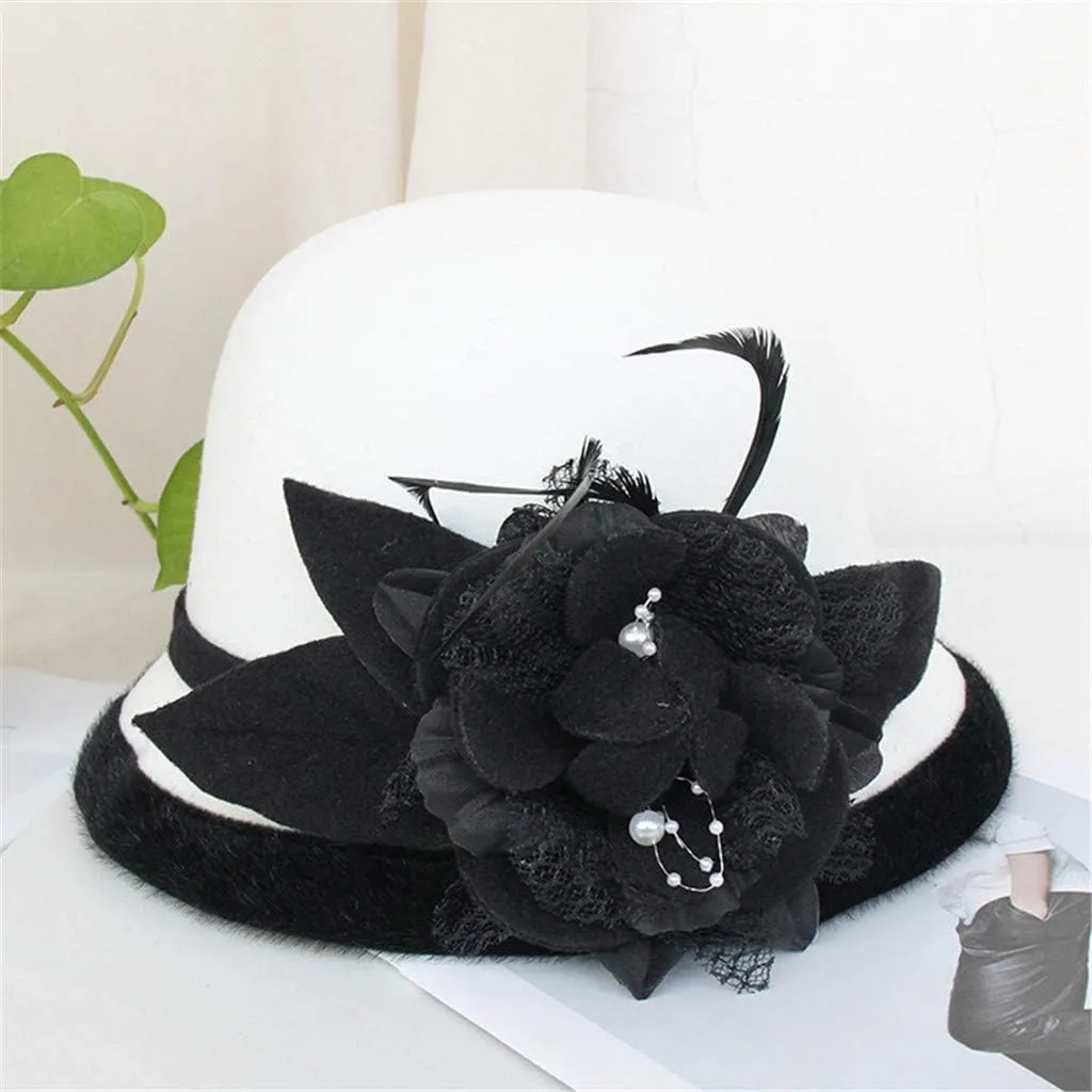 Men Women Roll-up Brim Fedora Bucket Caps Valentines Classic Round Bowler Hats Bow Cloche Hat Party Costume
