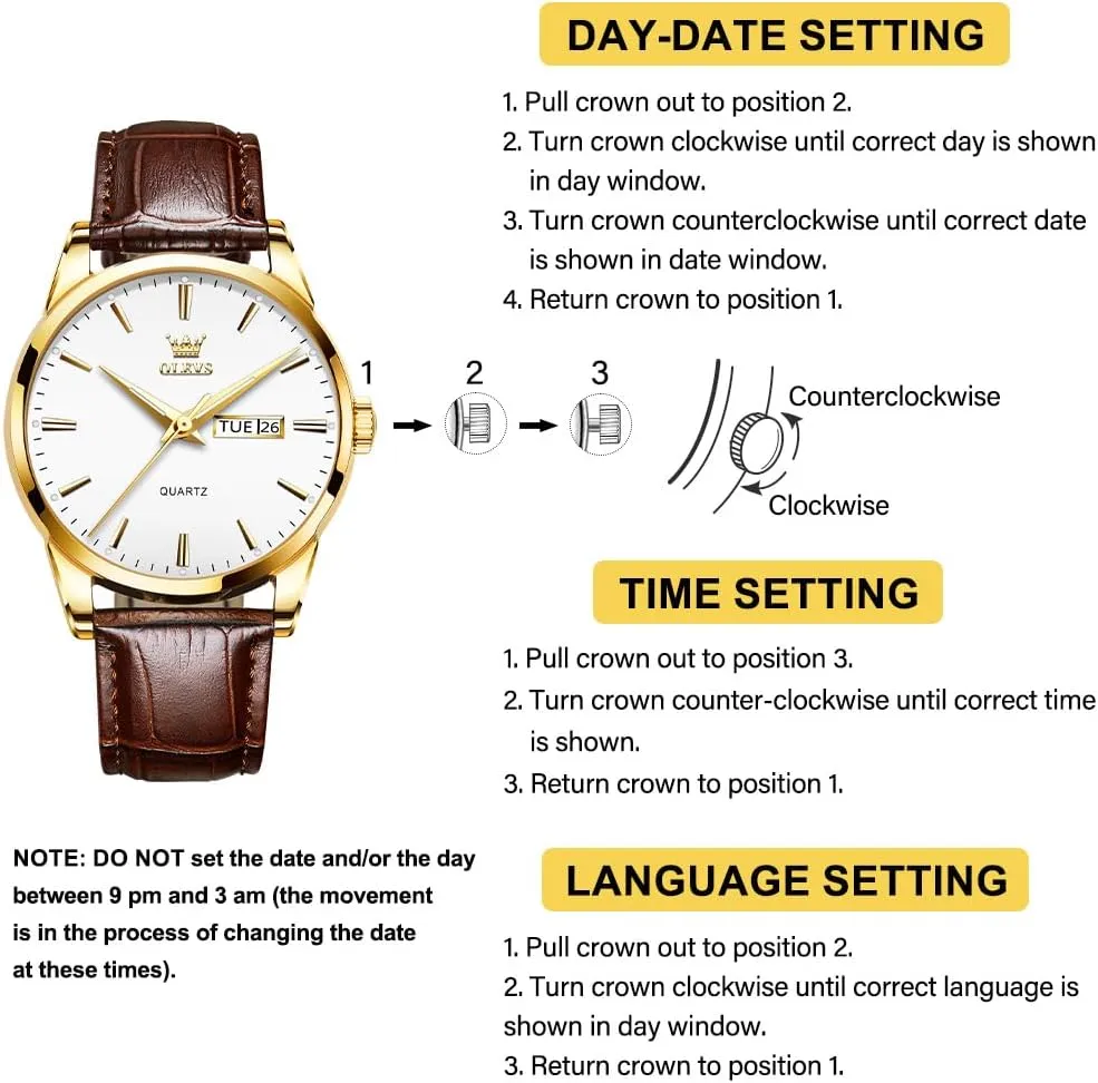 Men's Casual Leather Watch, Easy to Read Three-Hand Analog Stainless Steel Watches for Men, Minimalist Day Date Waterproof Luminous Mens Quartz Wristwatch