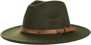 Mens Wide Brim Big Wool Fedora Hat for Women with Leather Gentleman Elegant Lady Jazz Church Panama Hat
