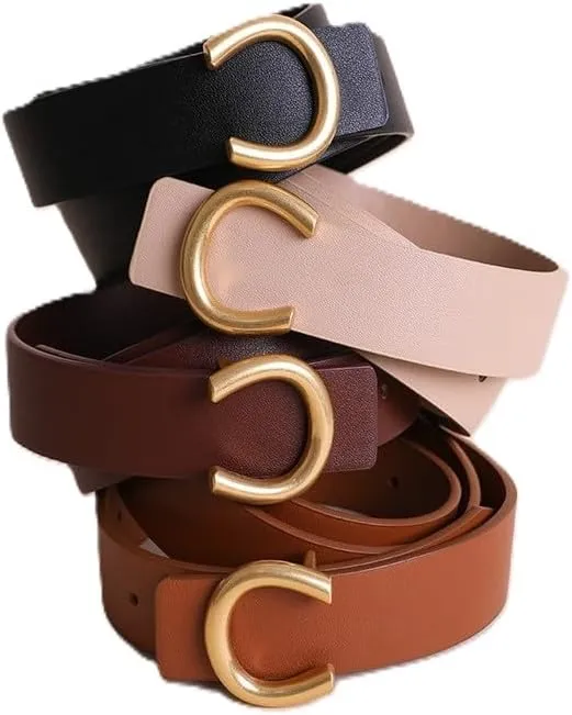 Minimalist Gold Horseshoe Belt Sleek and Modern Adjustable Belt with Elegant Buckle for Men Women Versatile Fashion Accessory