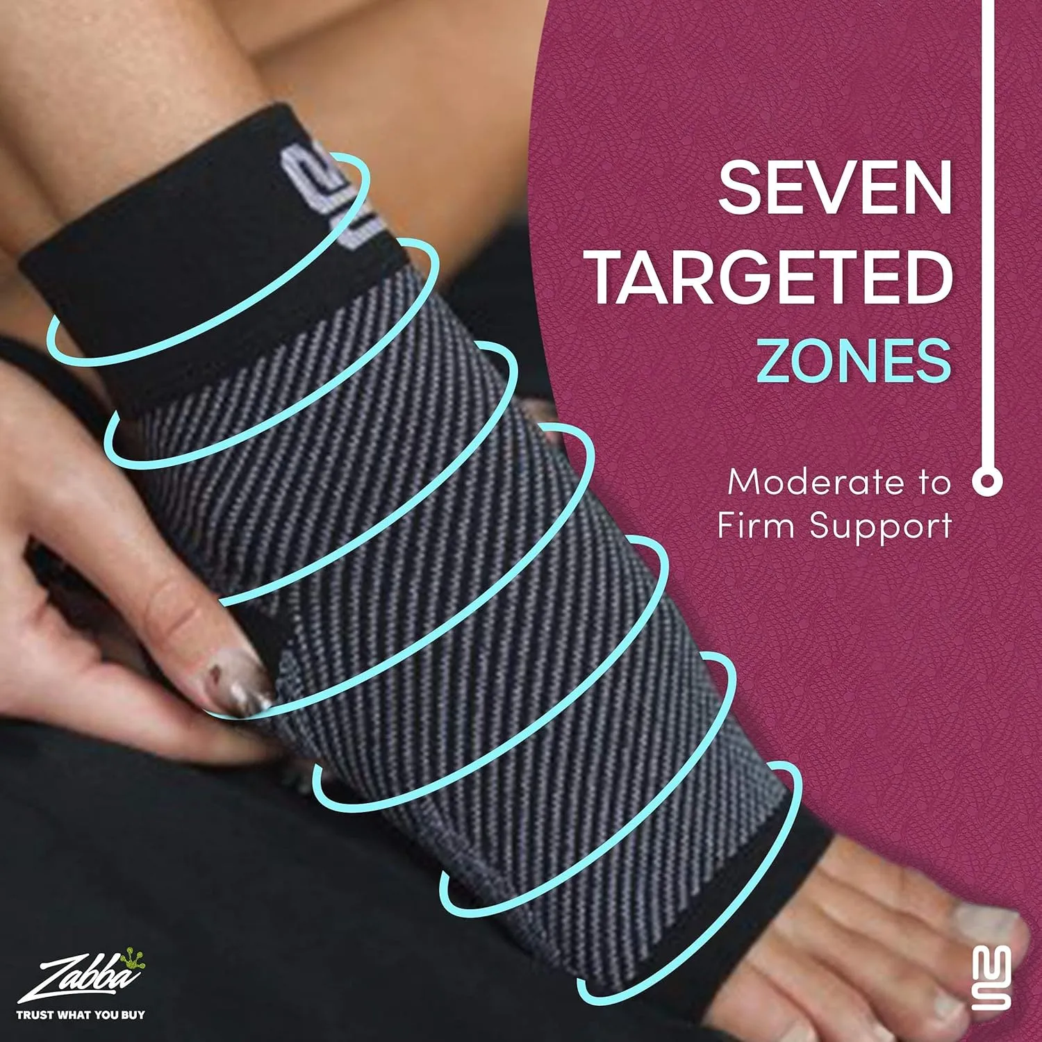 Modetro Socks - 1 Pair of Ankle Compression Socks for Ankle Support & Foot Discomfort Relief, Dotted Black