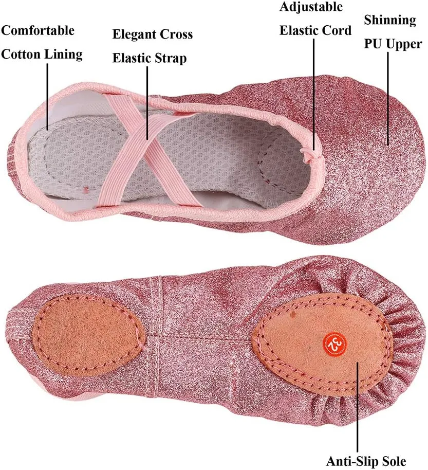 MSMAX Ballet Shoes Wedding Party Dance Flats for Girls (Toddler/Little Kid/Big Kid)