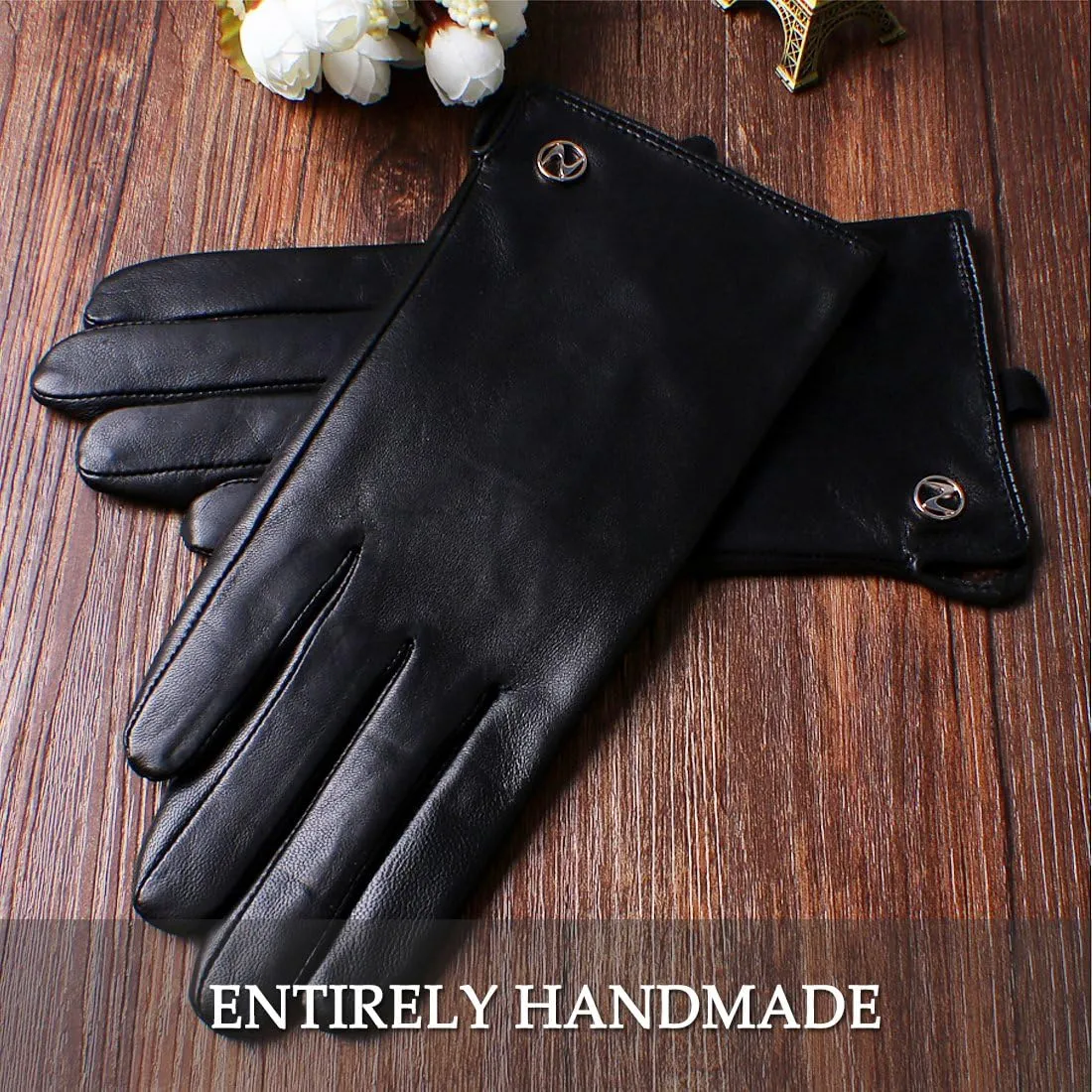 Nappaglo Women Italian Leather Gloves - Winter Driving Ladies Lambskin Warm Fleece Lining