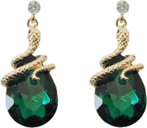Navachi 18k Gold Plated Crystal Multicolor Pear Shape Zircon Snake Drop Dangle Earrings