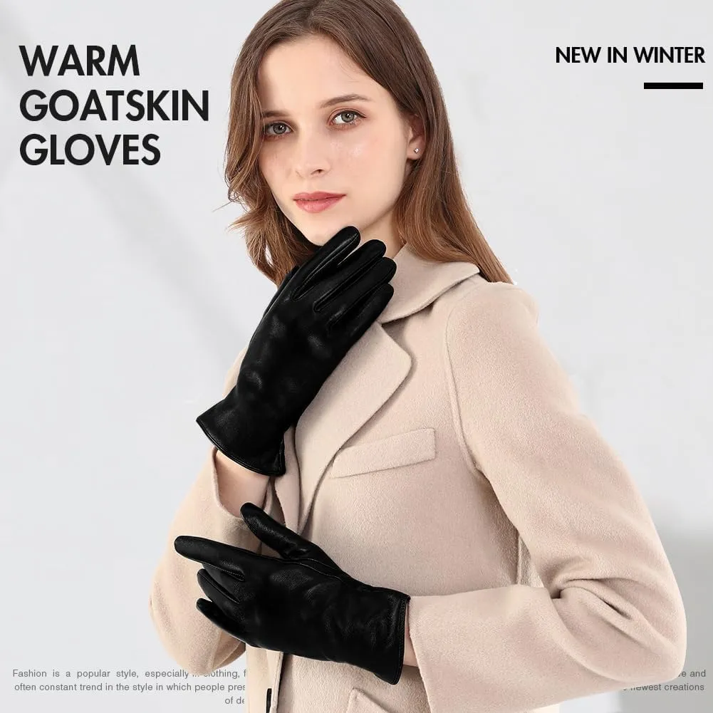 Orrpally Women Leather Gloves Touch Screen Texting Driving Gloves Winter Leather Warm Gloves
