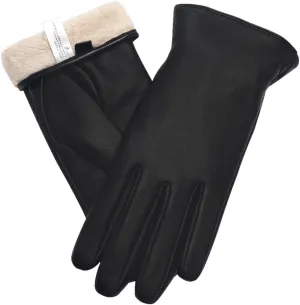 Orrpally Women Leather Gloves Touch Screen Texting Driving Gloves Winter Leather Warm Gloves