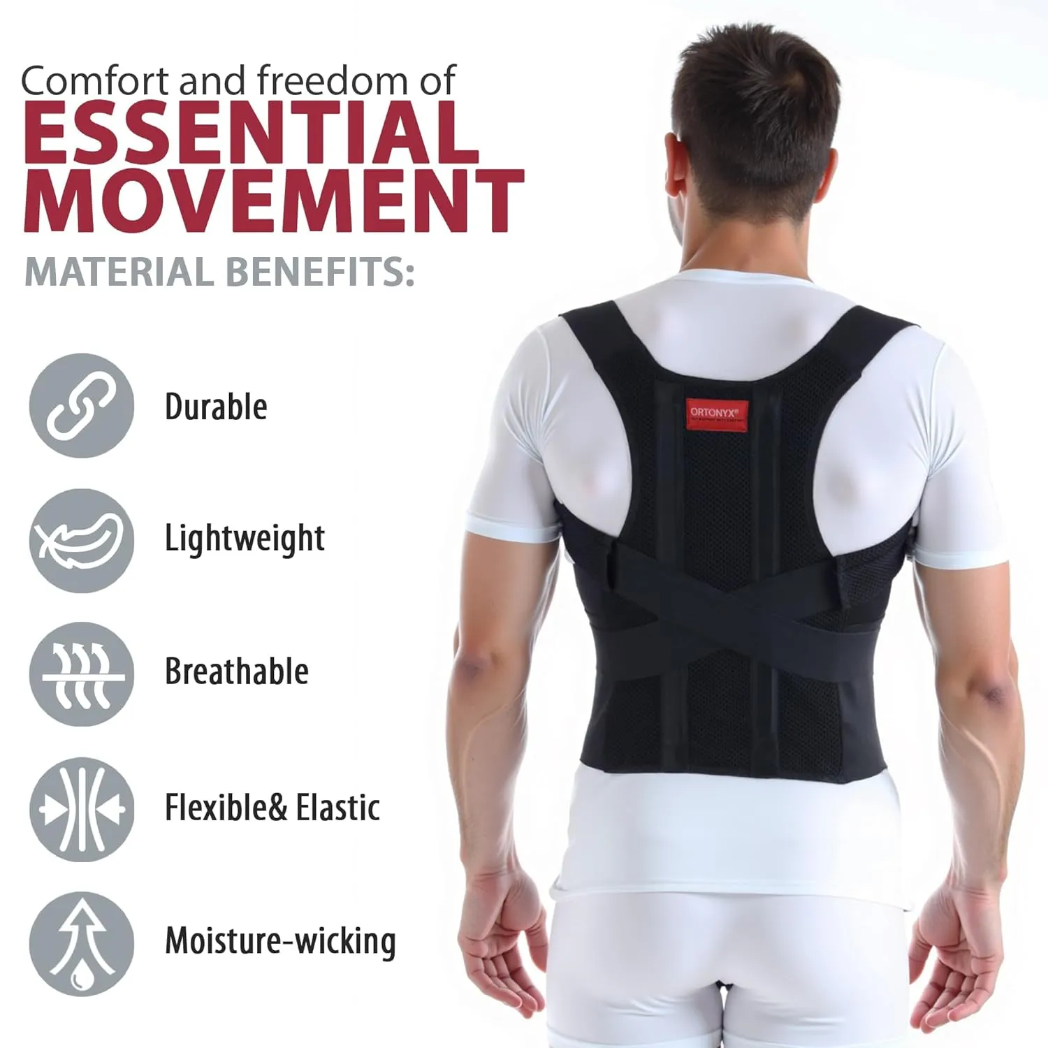 ORTONYX Comfort Posture Corrector for Men and Women Clavicle and Shoulder Support Back Brace, Fully Adjustable / 656A-X-Large