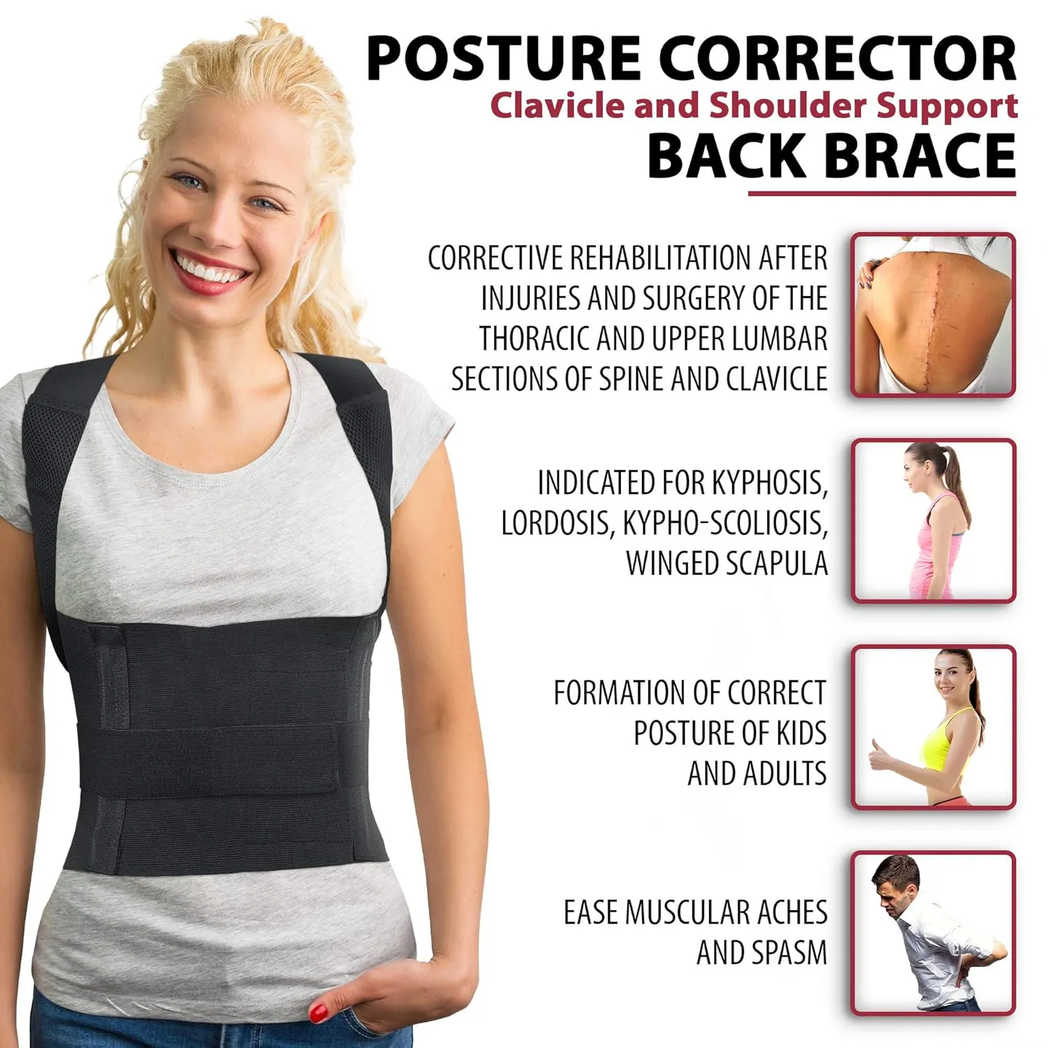 ORTONYX Comfort Posture Corrector for Men and Women Clavicle and Shoulder Support Back Brace, Fully Adjustable / 656A-X-Large