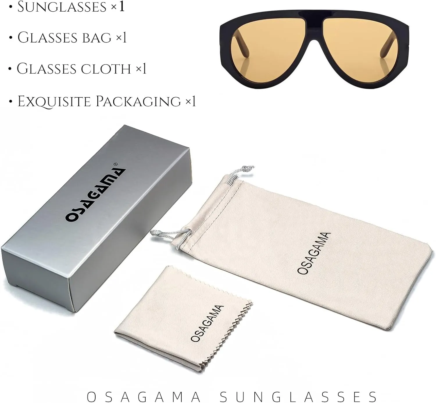 OSAGAMA Trendy Retro Oversized Aviator Sunglasses for Women Men 70s Luxury Designer Thick Classic Sun Glasses