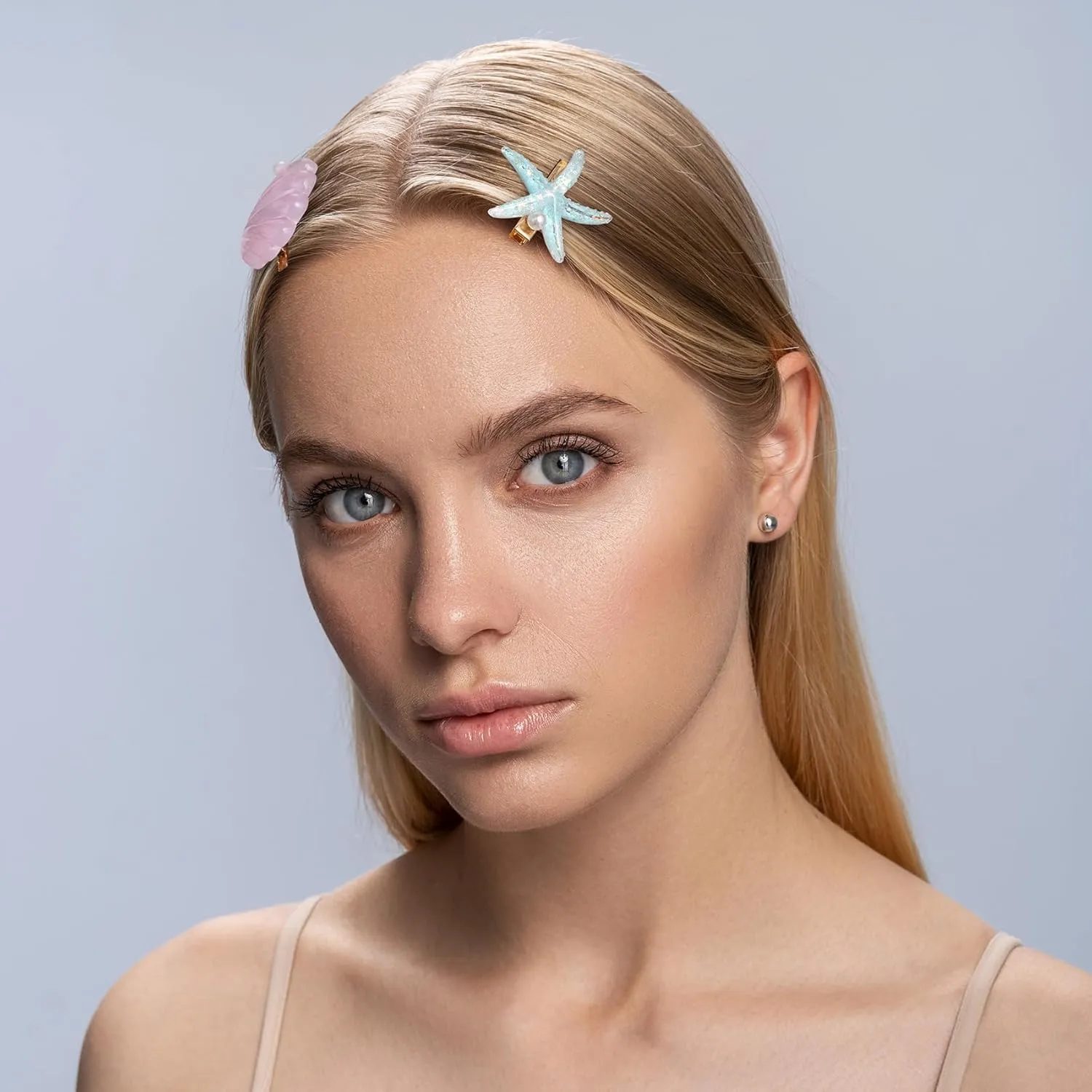 PAGOW 10 Pieces Starfish Hair Clips, Rhinestone Pearls Crystal Hair Barrettes, Sea Star Ponytail Holder, Cute Wedding Headpiece Halloween Hair Accessories For Women, Girls, Bride(1.73 x 2.48 Inch)