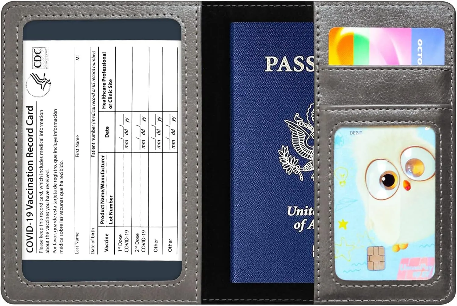 Passport Holder Cover Wallet Case RFID Blocking Leather Card Slot Travel Accessories Documents Organizer Protector for Women Men, Dark Gray