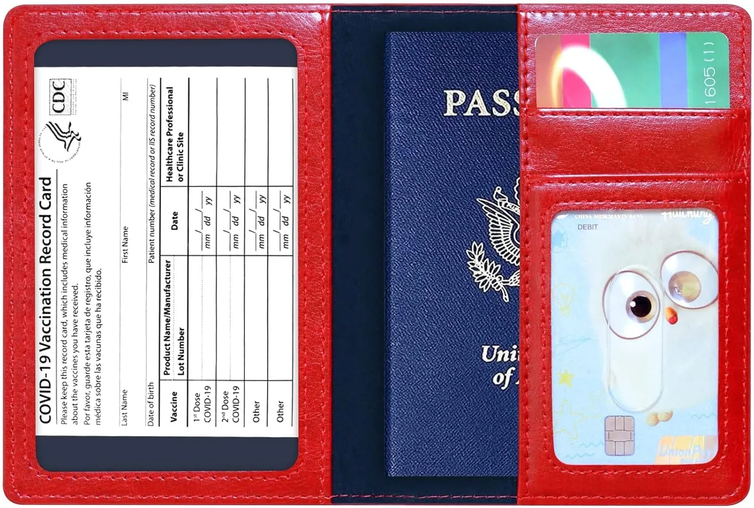 Passport Holder Cover Wallet Case RFID Blocking Leather Card Slot Travel Accessories Documents Organizer Protector for Women Men, Red