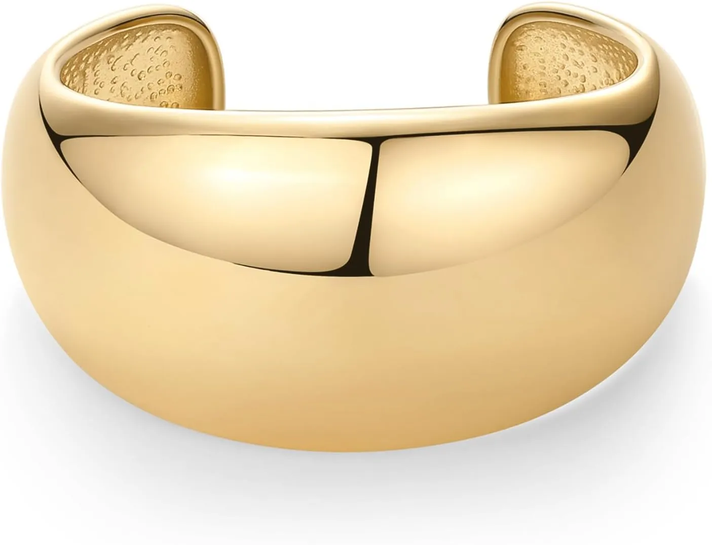 PAVOI 14K Gold Plated Chunky Cuff Bracelets for Women - Stainless Steel Statement Bangle Bracelet - Waterproof Bold Dome Bangles