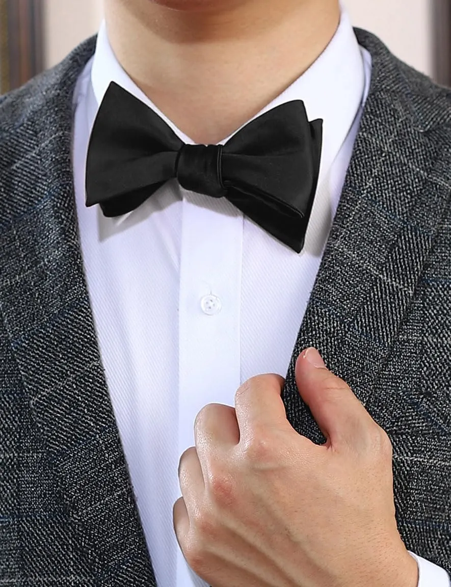 PenSee Mens Solid Bowtie Woven Self Tie Bow Ties Tuxedo & Wedding Bowties