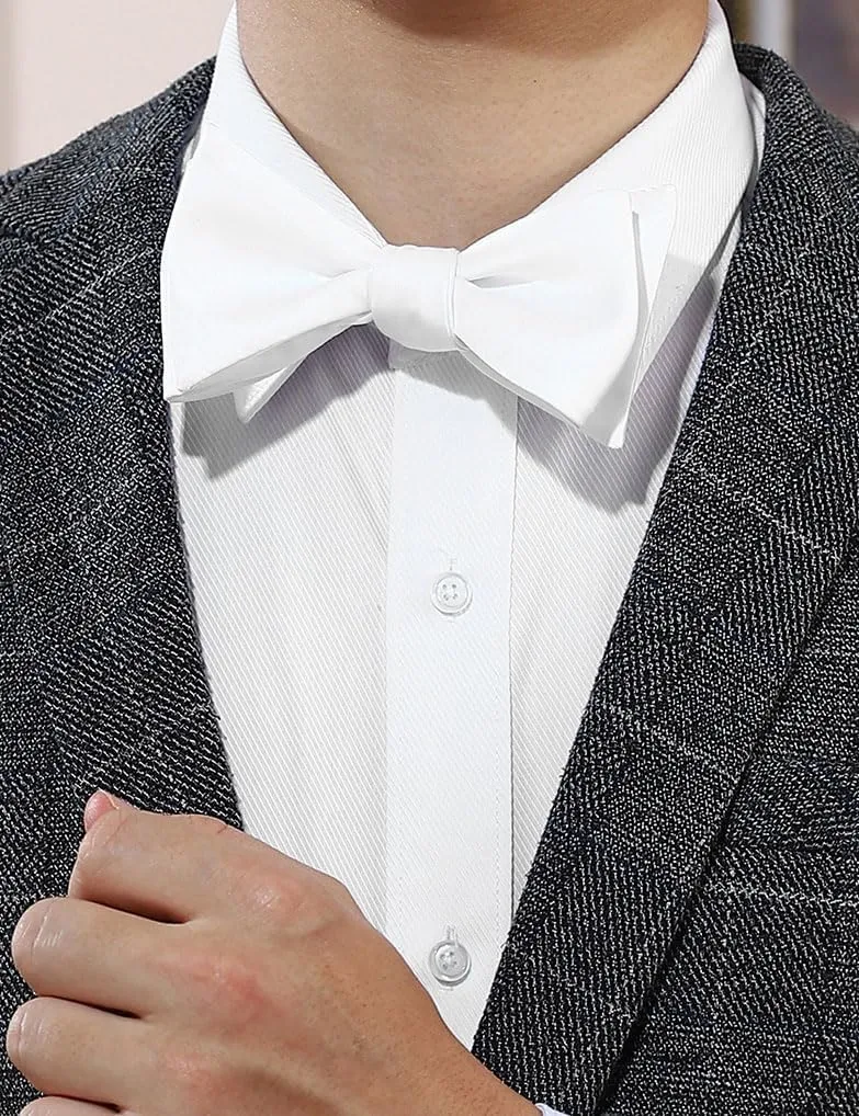 PenSee Mens Solid Bowtie Woven Self Tie Bow Ties Tuxedo & Wedding Bowties