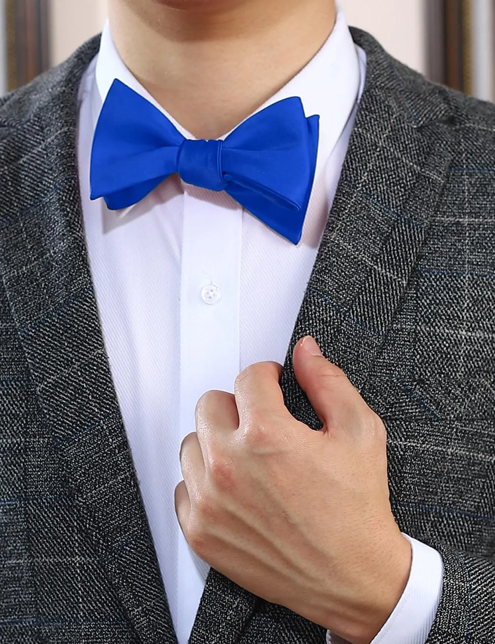 PenSee Mens Solid Bowtie Woven Self Tie Bow Ties Tuxedo & Wedding Bowties