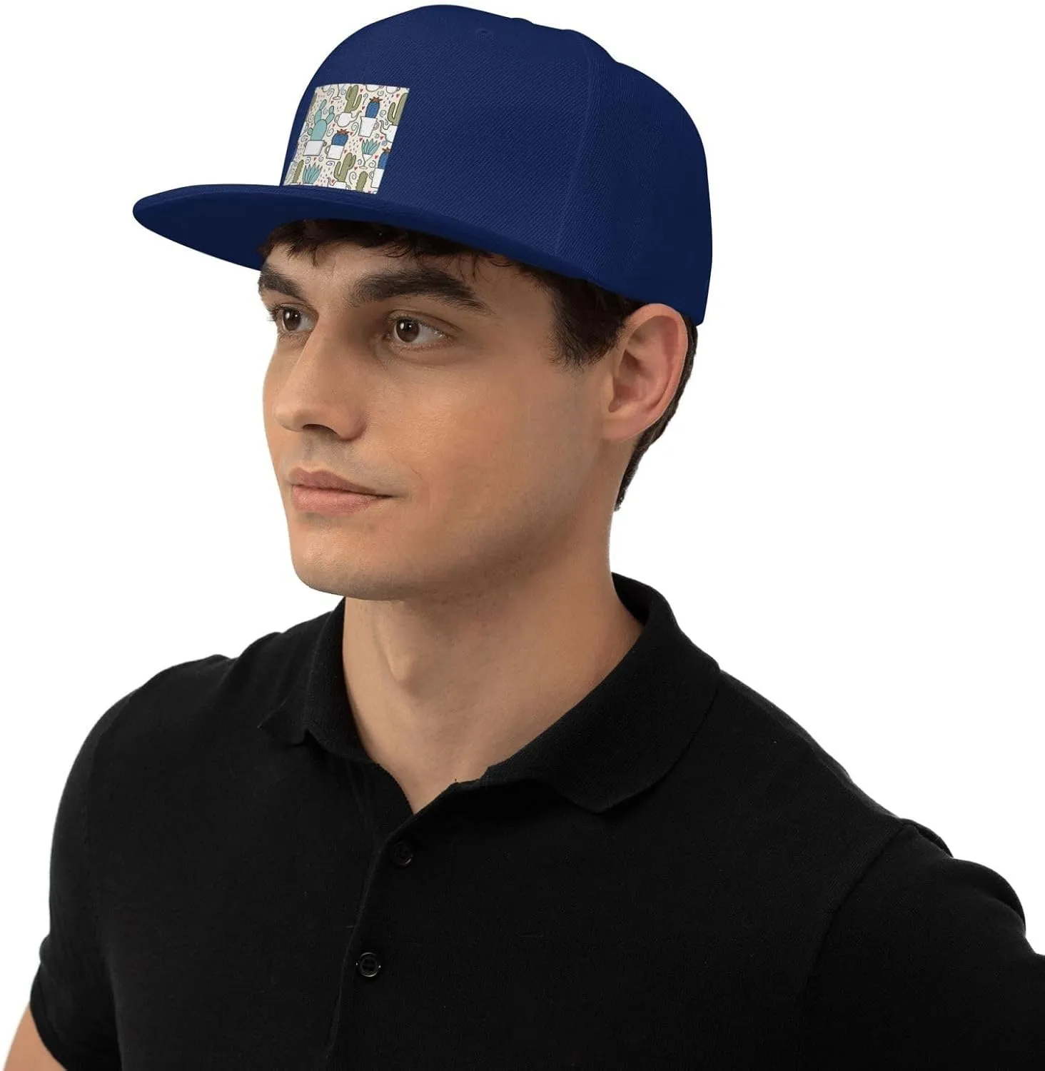 POOEDSO Saguaro Cactus Seamless Pattern Snapback Hats for Men Baseball Cap Trucker Hat Flat Brim Hats