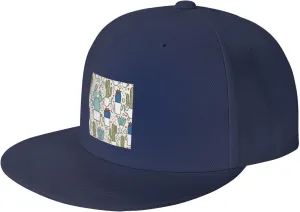 POOEDSO Saguaro Cactus Seamless Pattern Snapback Hats for Men Baseball Cap Trucker Hat Flat Brim Hats