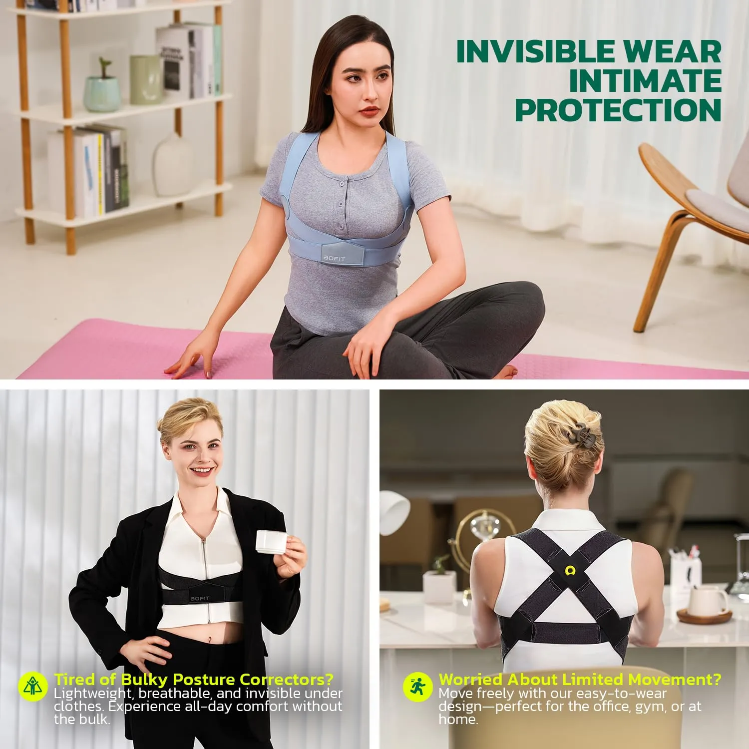 Posture Corrector for Women with X-Shaped Biomechanical Design, Comfort Fit Back Brace, Improves Posture, Corrects Hunchback, Relieves Neck, Shoulder, Upper Back Pain, Invisible Under Clothes M