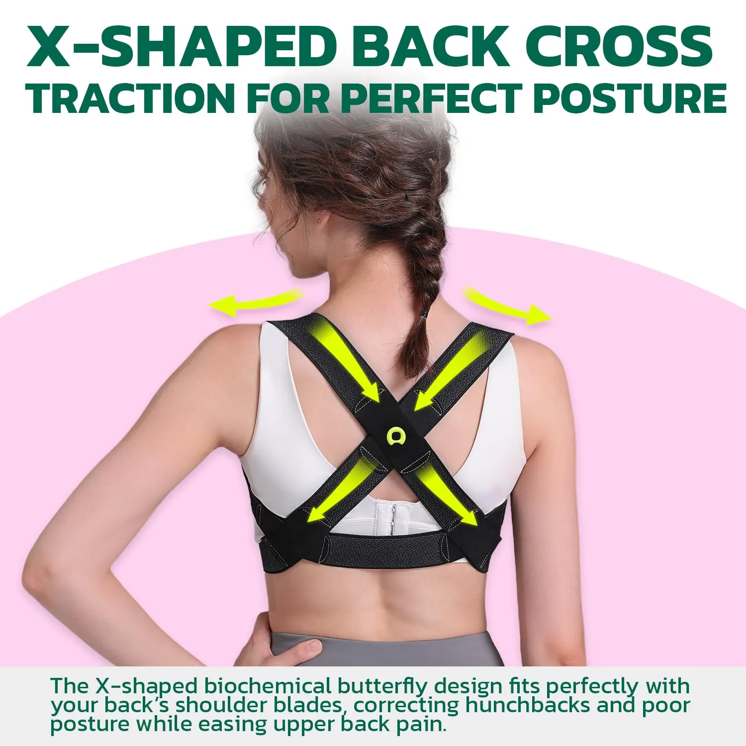 Posture Corrector for Women with X-Shaped Biomechanical Design, Comfort Fit Back Brace, Improves Posture, Corrects Hunchback, Relieves Neck, Shoulder, Upper Back Pain, Invisible Under Clothes M