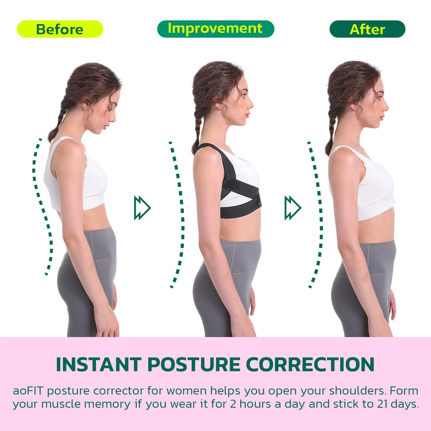 Posture Corrector for Women with X-Shaped Biomechanical Design, Comfort Fit Back Brace, Improves Posture, Corrects Hunchback, Relieves Neck, Shoulder, Upper Back Pain, Invisible Under Clothes M