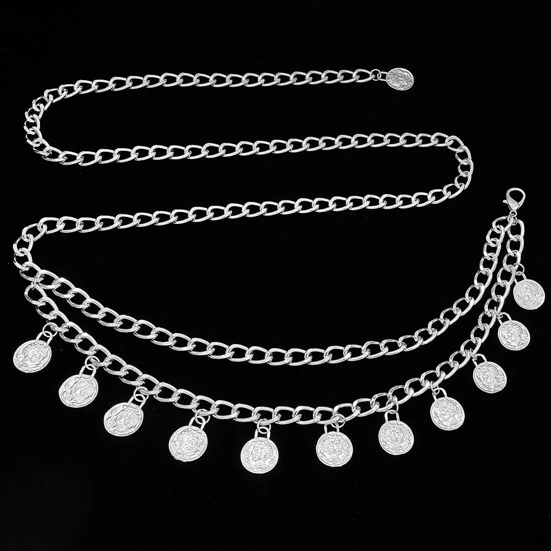 Punk Rock Metal Chunky Waist Chain Belt Buckle Type Jewelry Belly Chain for Women