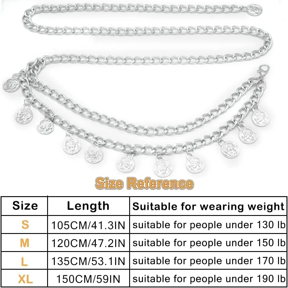 Punk Rock Metal Chunky Waist Chain Belt Buckle Type Jewelry Belly Chain for Women