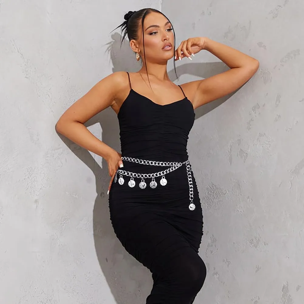 Punk Rock Metal Chunky Waist Chain Belt Buckle Type Jewelry Belly Chain for Women