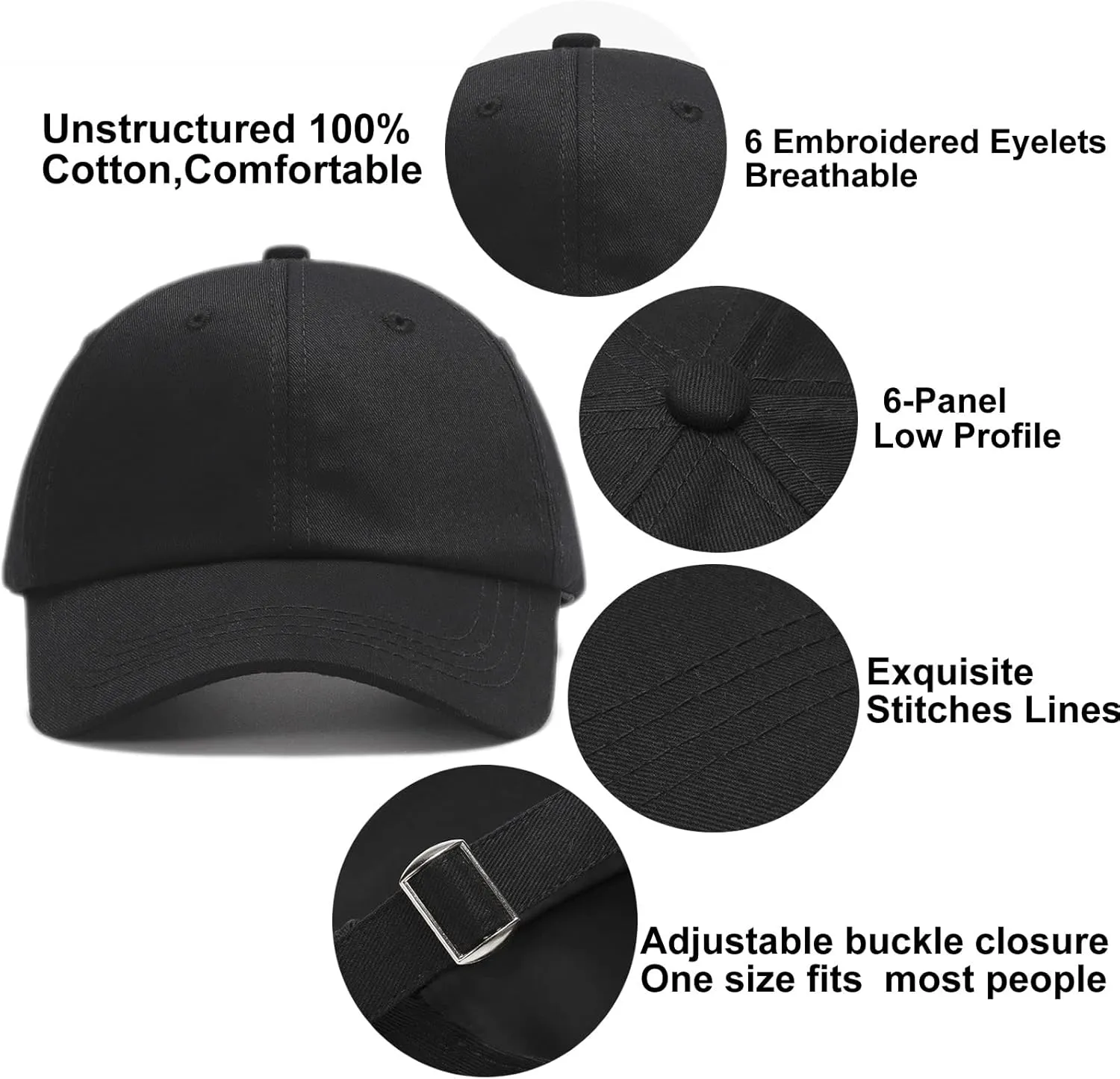 Quanhaigou Low Profile Baseball Cap for Men Women - Cotton Dad Hat-Classic Adjustable Unconstructed Plain Hat