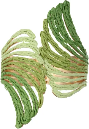 Raffia Wing Cuff Bracelet for Women, Colorful Angel Wing Bangle Wide Chunky Wrist Cuff Bracelet