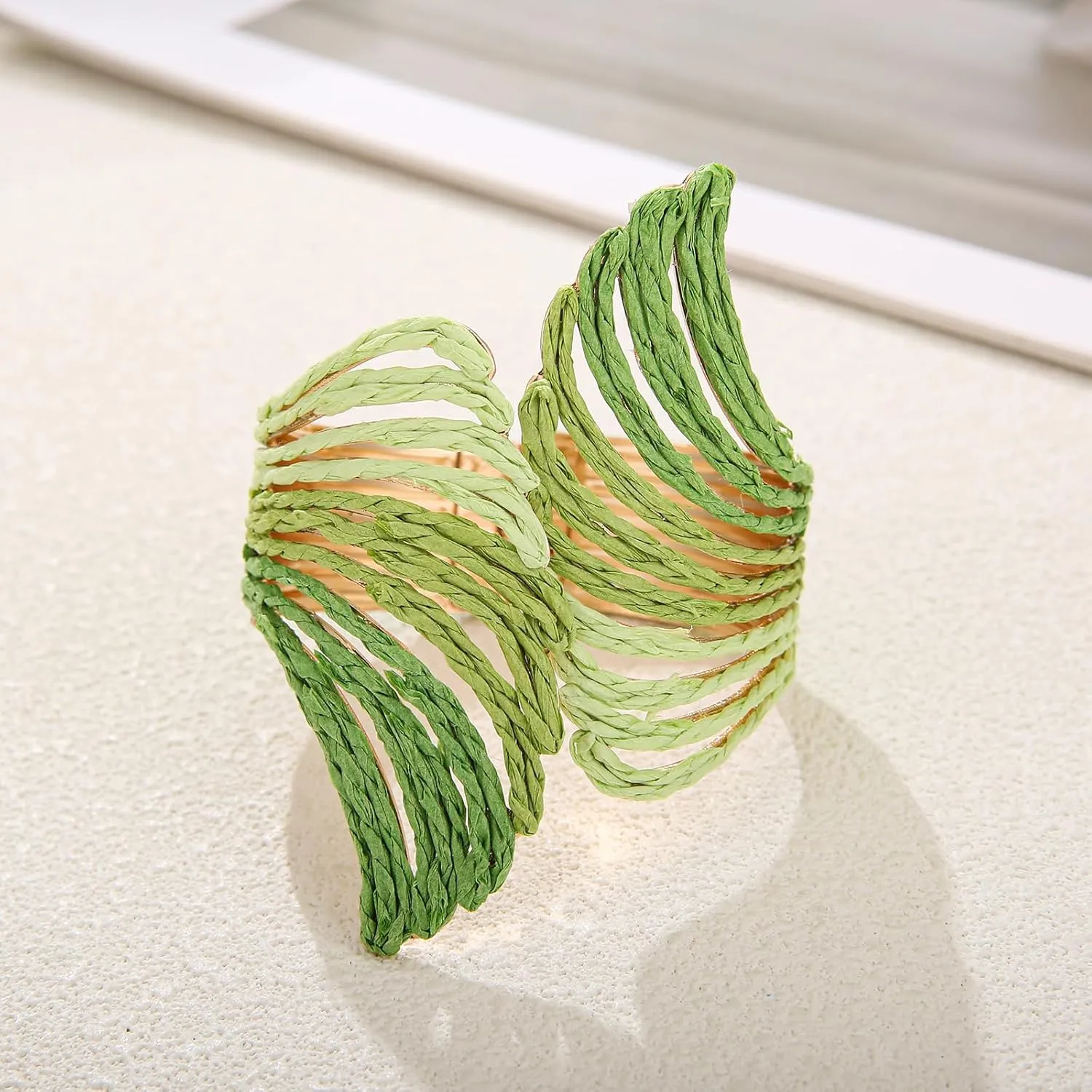 Raffia Wing Cuff Bracelet for Women, Colorful Angel Wing Bangle Wide Chunky Wrist Cuff Bracelet