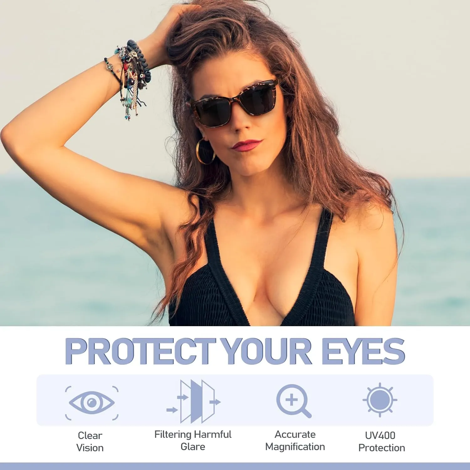 Reading Glasses Women, 3 pack Fashion Oversized Blue Light Readers Women, Spring Hinge Cat Eye Glasses Anti Eyestrain