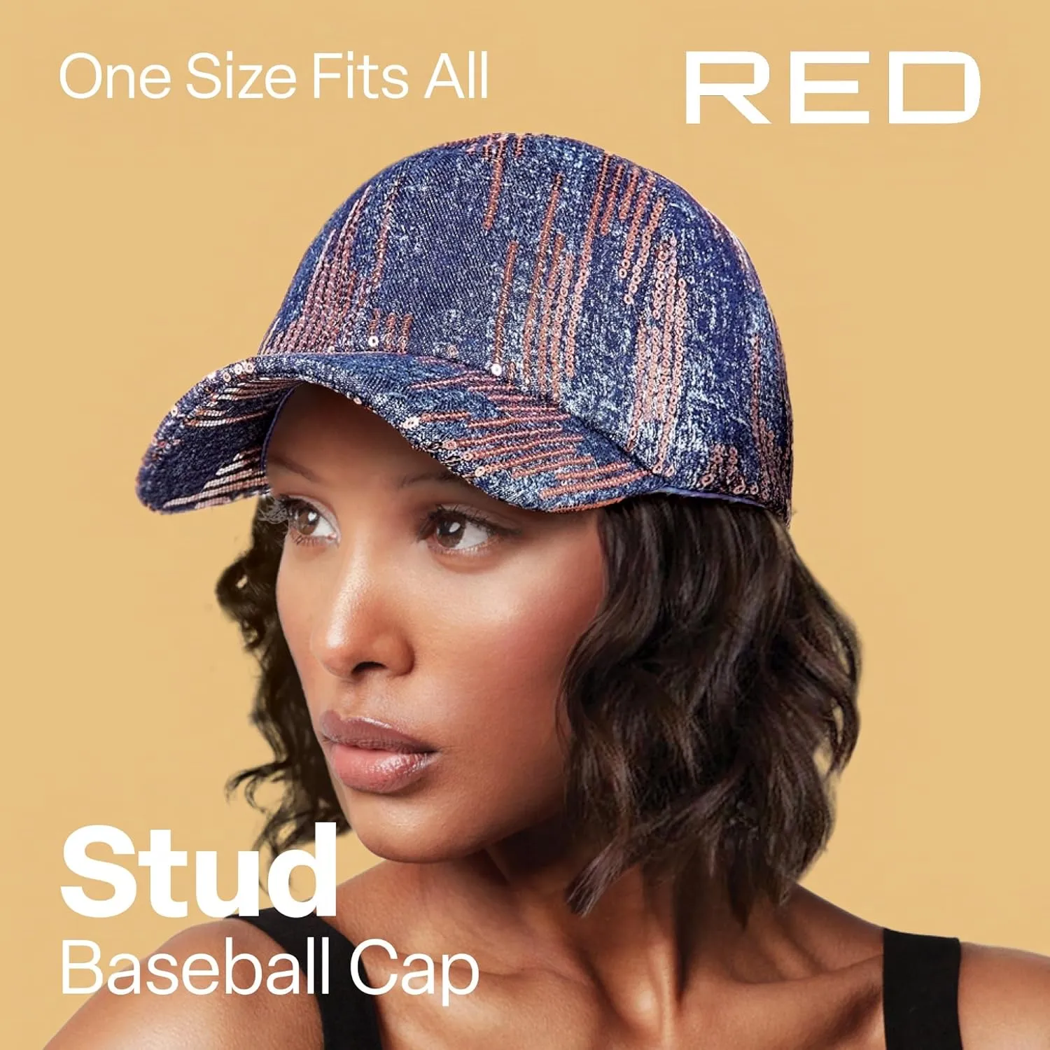 Red by Kiss Satin-Lined Baseball Cap, Comfortable Fit Adjustable Hat, Hair Protection Unique Designs