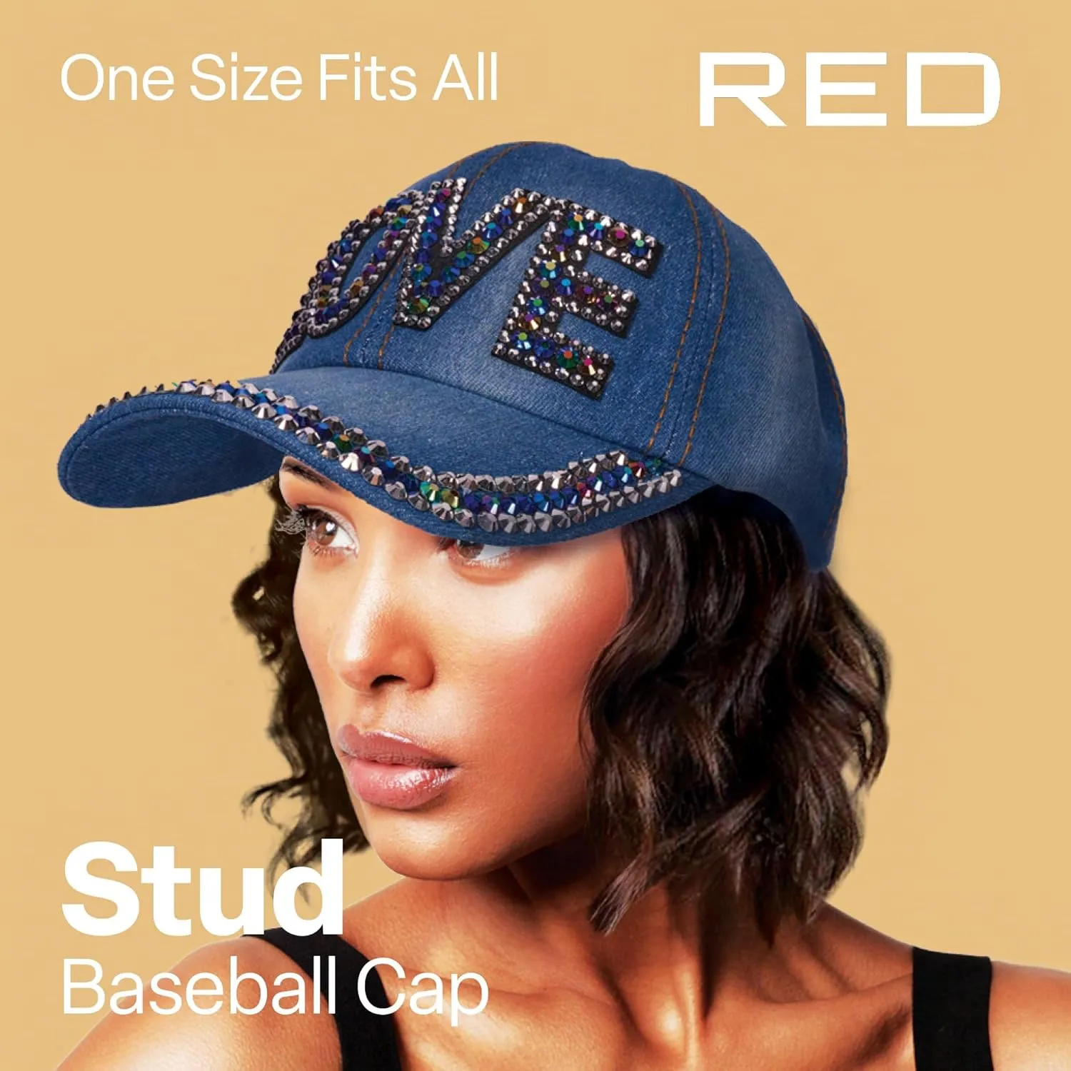 Red by Kiss Satin-Lined Baseball Cap, Comfortable Fit Adjustable Hat, Hair Protection Unique Designs