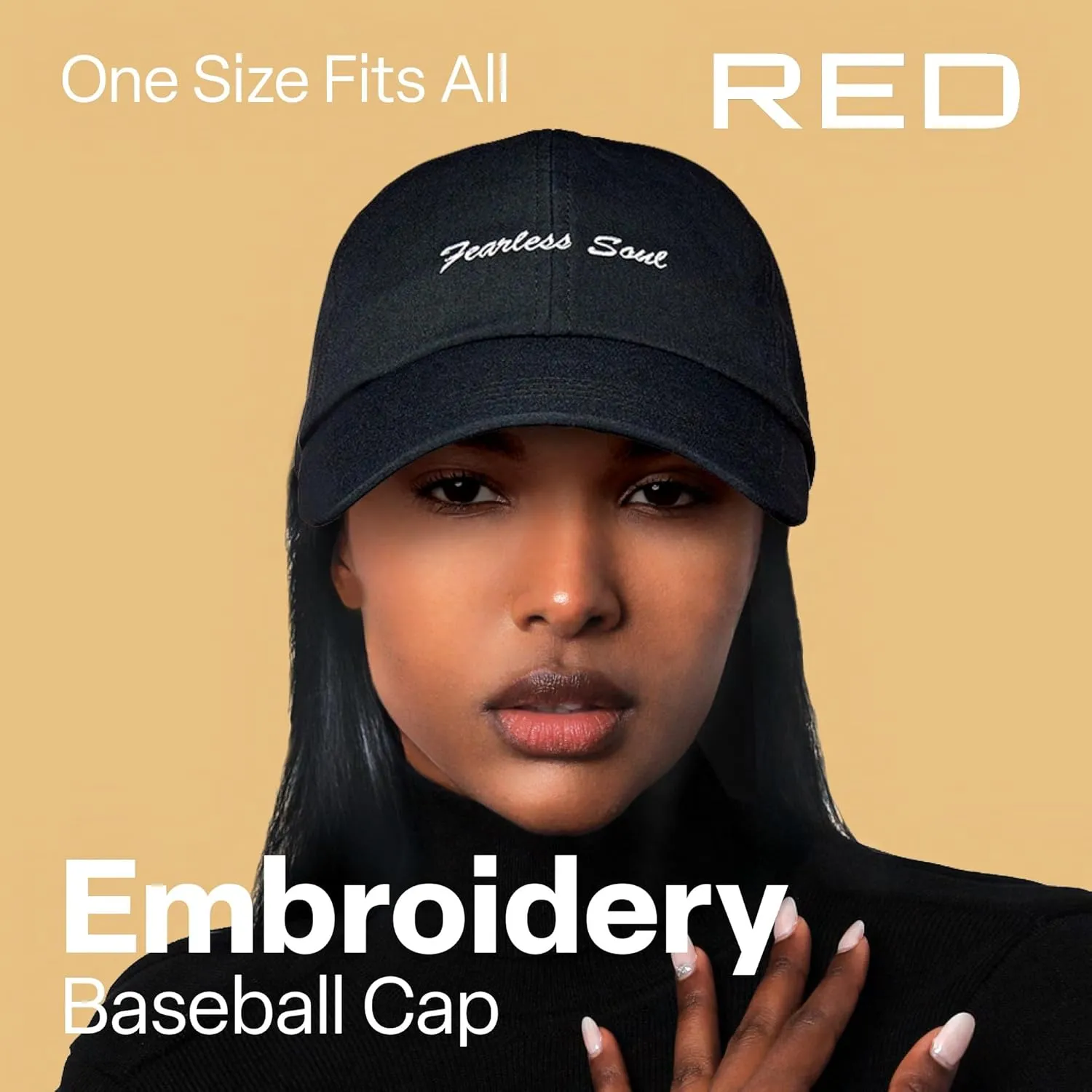 Red by Kiss Satin-Lined Baseball Cap, Comfortable Fit Adjustable Hat, Hair Protection Unique Designs