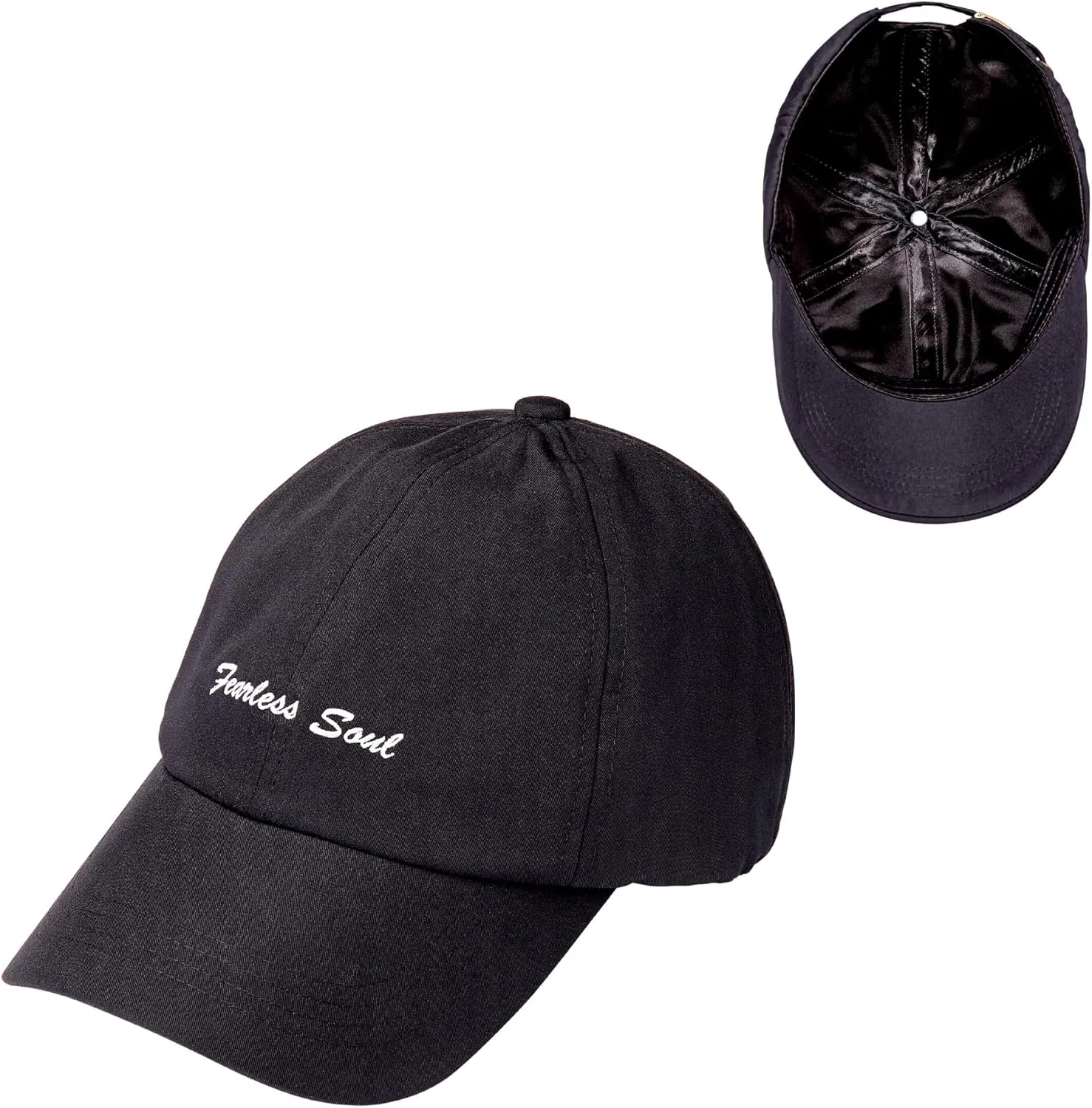 Red by Kiss Satin-Lined Baseball Cap, Comfortable Fit Adjustable Hat, Hair Protection Unique Designs