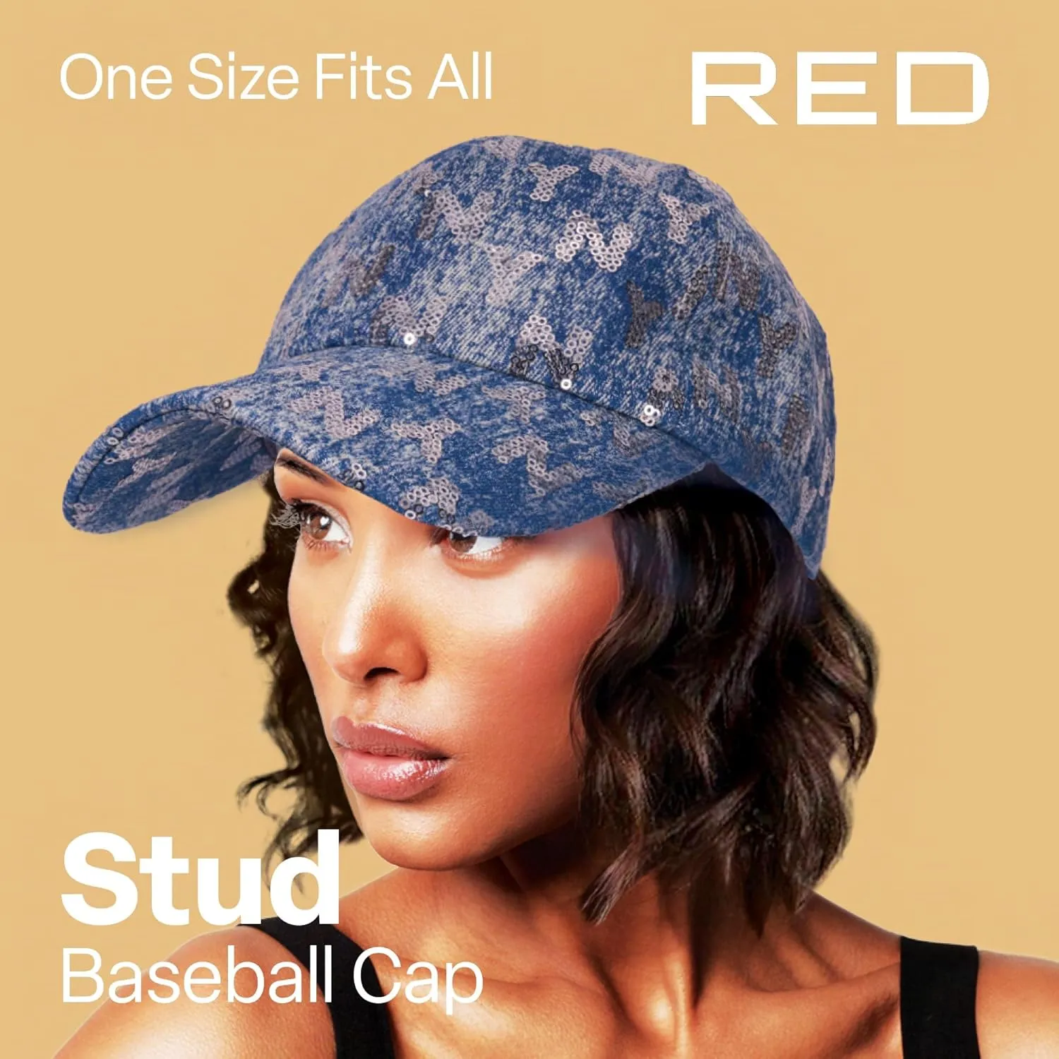 Red by Kiss Satin-Lined Baseball Cap, Comfortable Fit Adjustable Hat, Hair Protection Unique Designs