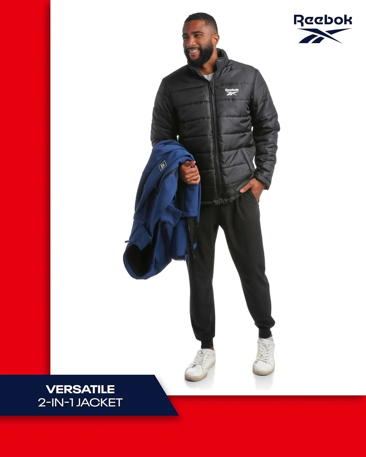 Reebok Men's Winter Coat ?CSoftshell Jacket with Removable Puffer Coat ?C System Ski Jacket for Men (M-XXL)