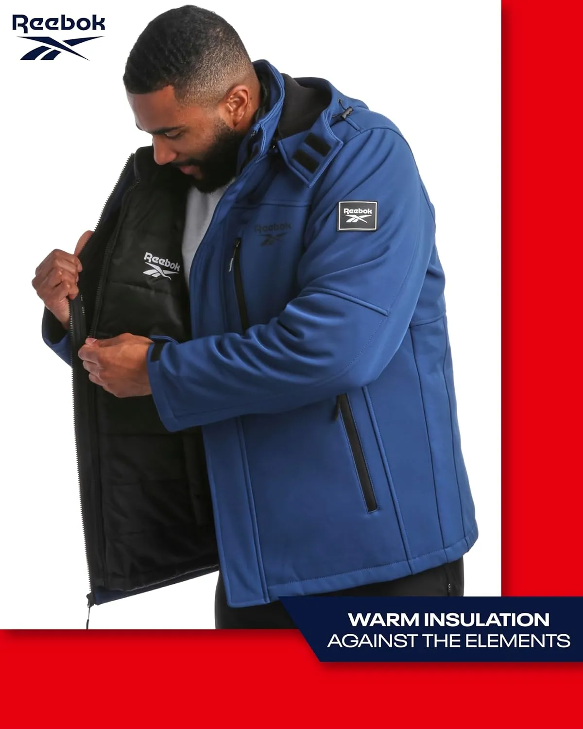 Reebok Men's Winter Coat ?CSoftshell Jacket with Removable Puffer Coat ?C System Ski Jacket for Men (M-XXL)