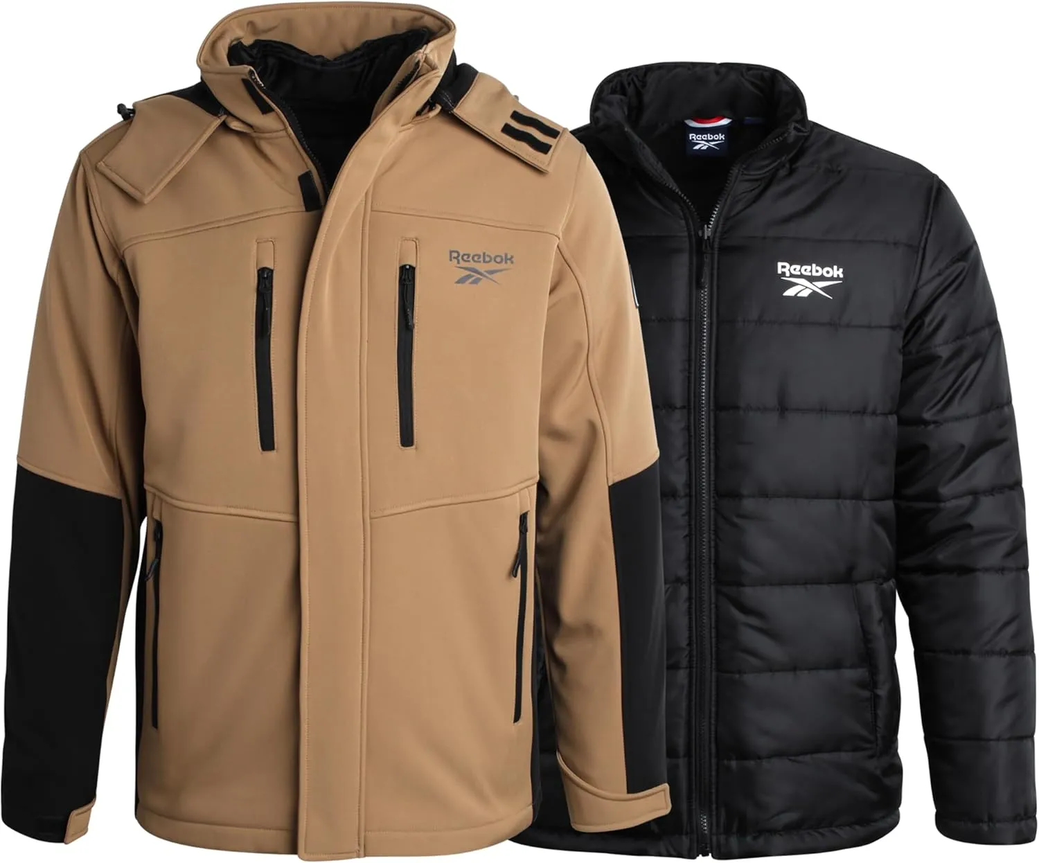 Reebok Men's Winter Coat ?CSoftshell Jacket with Removable Puffer Coat ?C System Ski Jacket for Men (M-XXL)