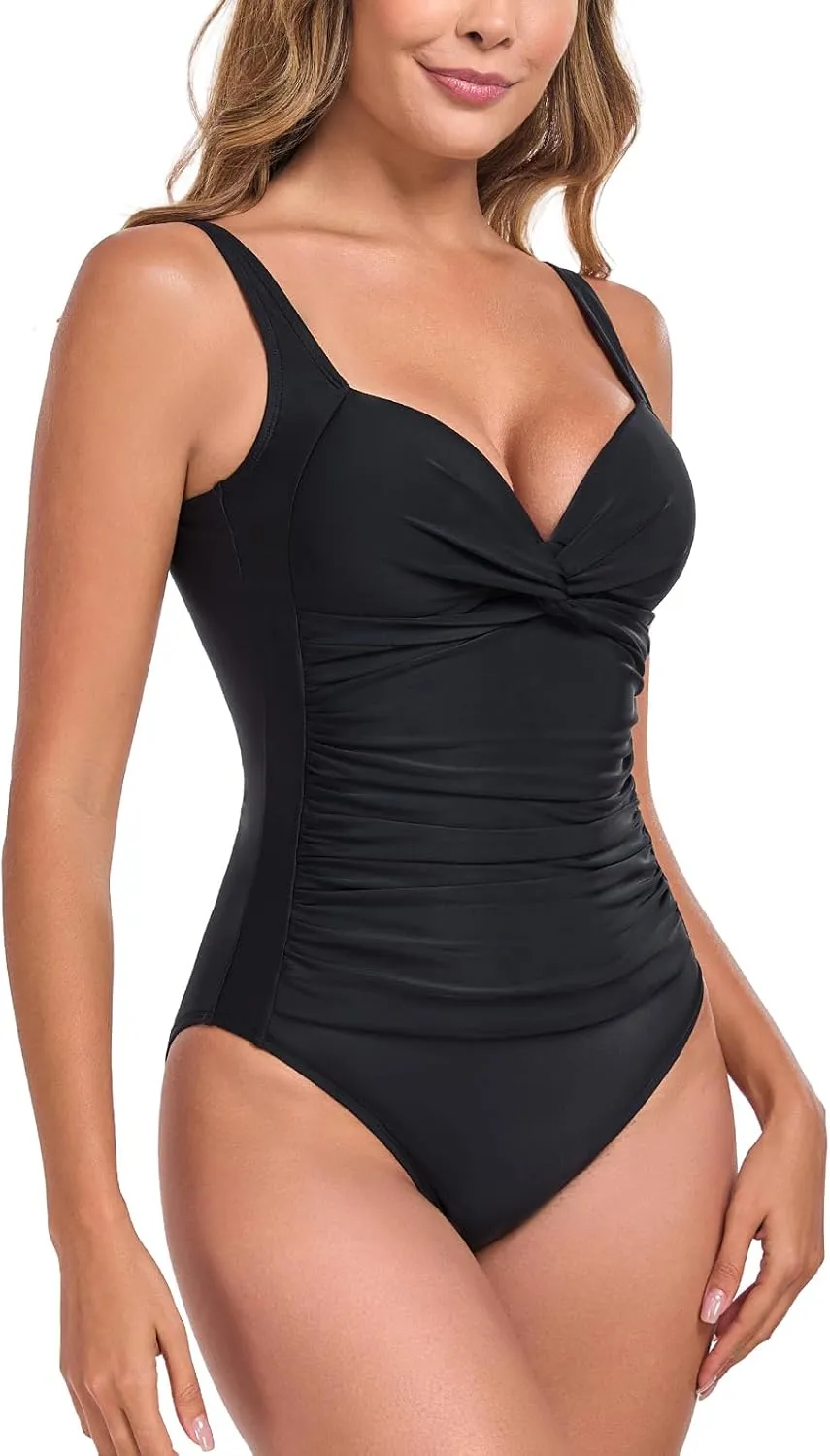 RELLECIGA Womens Tummy Control One Piece Swimsuits Slimming Molded Cup Push Up Bathing Suit