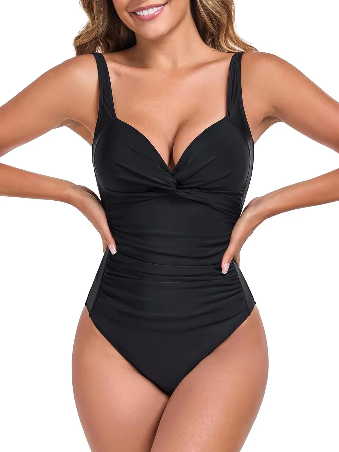 RELLECIGA Womens Tummy Control One Piece Swimsuits Slimming Molded Cup Push Up Bathing Suit