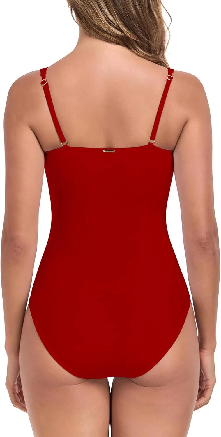 RELLECIGA Womens Tummy Control One Piece Swimsuits Slimming Molded Cup Push Up Bathing Suit