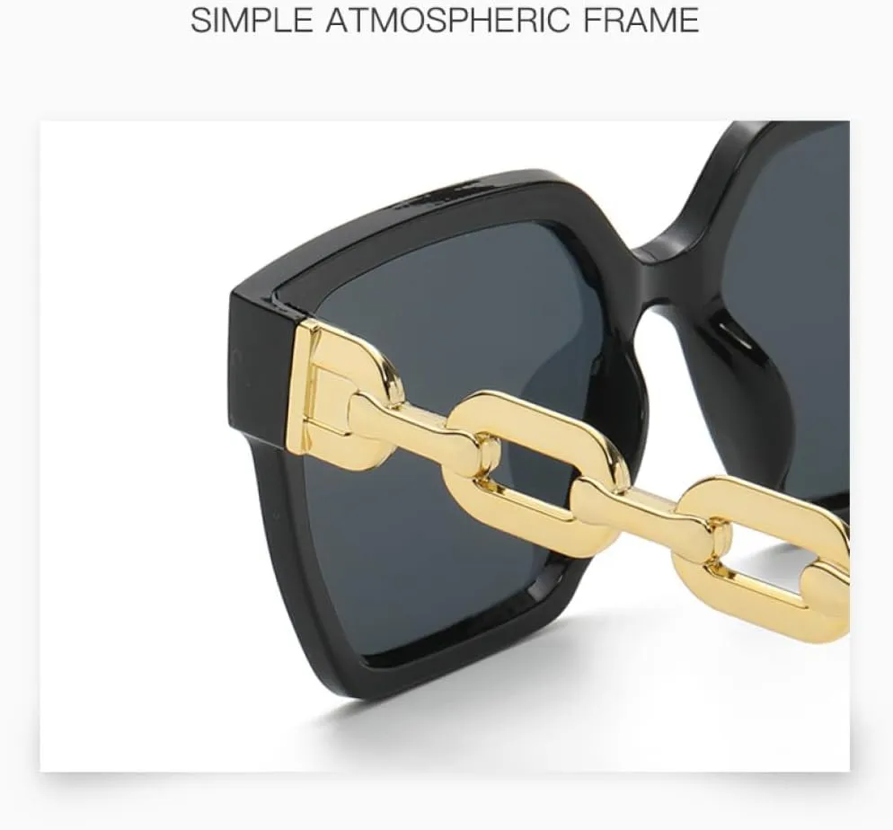 Retro Large Frame Sunglasses Male Chain Leg Fashion Accessories Sun Glasses Female