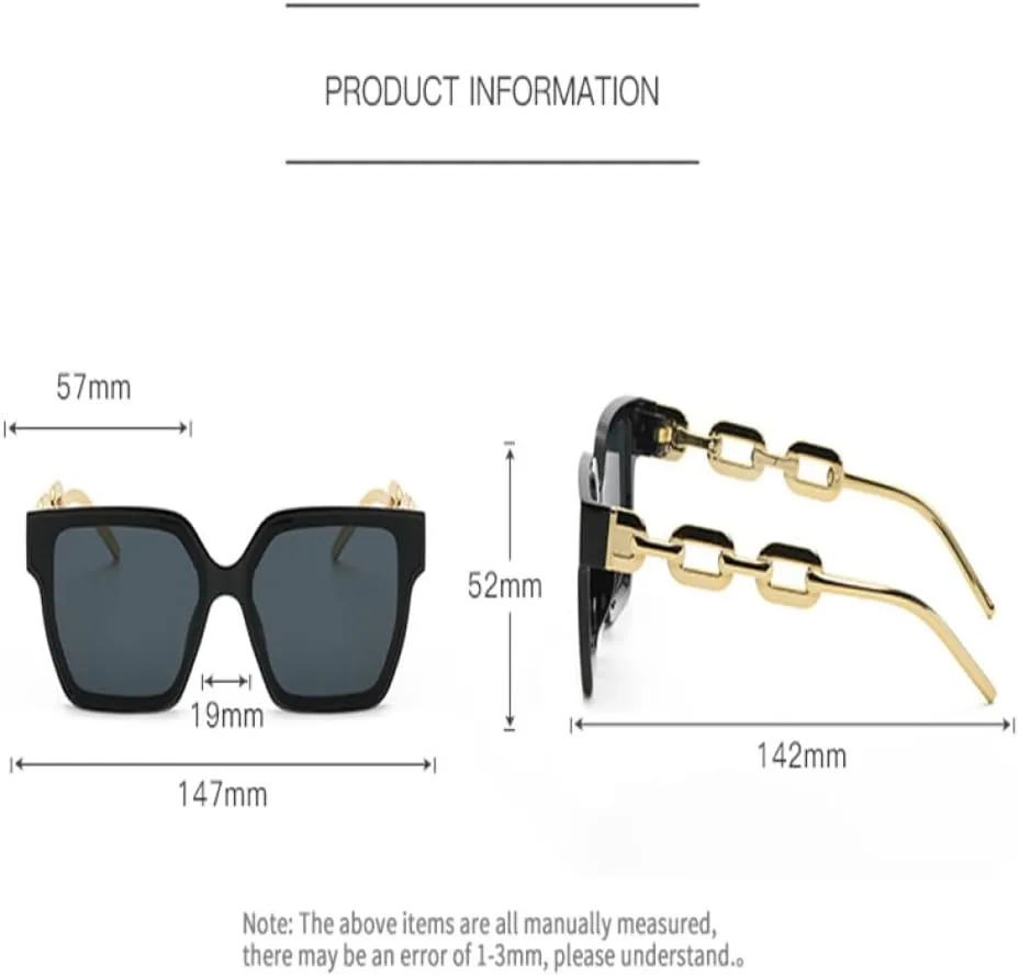 Retro Large Frame Sunglasses Male Chain Leg Fashion Accessories Sun Glasses Female