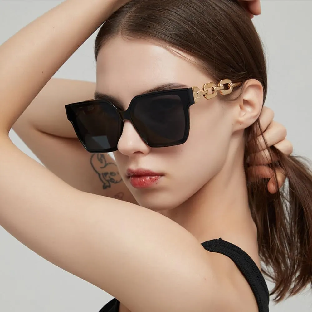Retro Large Frame Sunglasses Male Chain Leg Fashion Accessories Sun Glasses Female