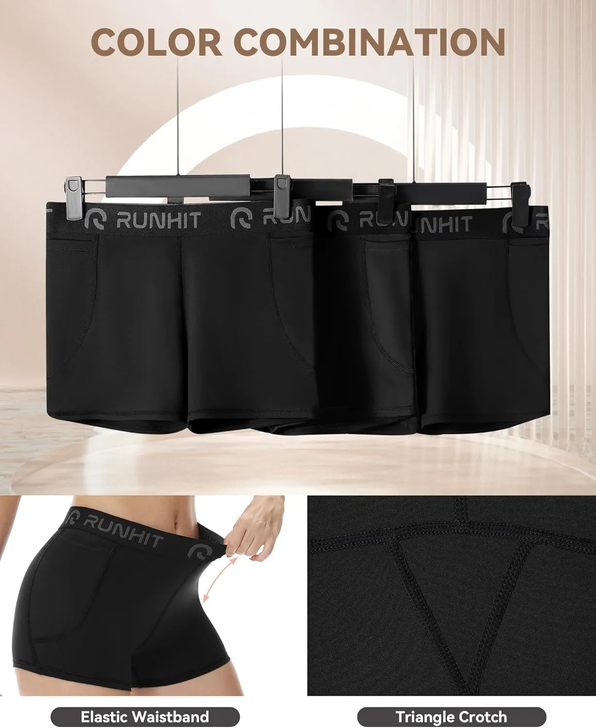 Runhit 3" Volleyball Shorts Womens 3 Pack Compression Shorts for Women Spandex Shorts Women Workout Athletic Yoga Gym