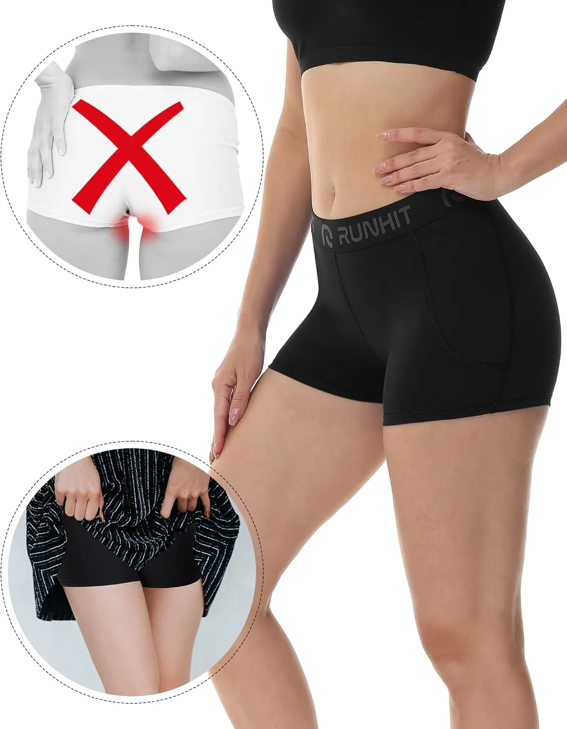 Runhit 3" Volleyball Shorts Womens 3 Pack Compression Shorts for Women Spandex Shorts Women Workout Athletic Yoga Gym