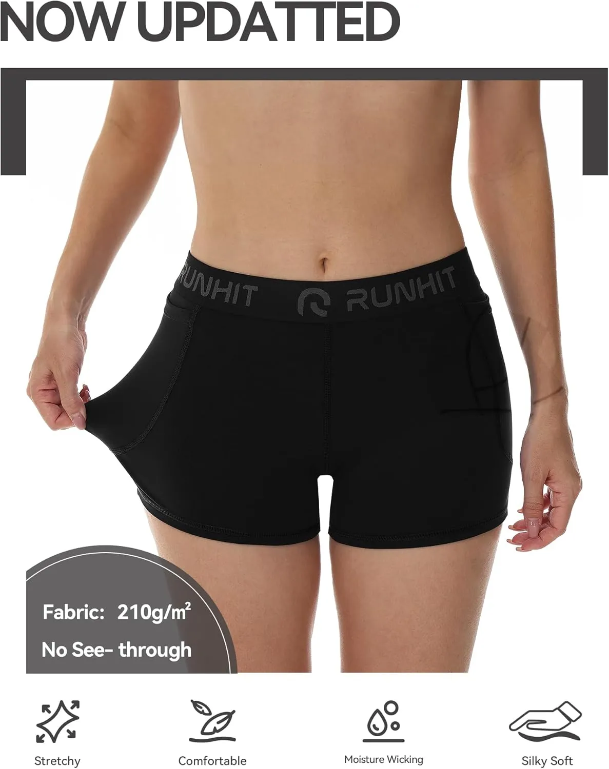 Runhit 3" Volleyball Shorts Womens 3 Pack Compression Shorts for Women Spandex Shorts Women Workout Athletic Yoga Gym